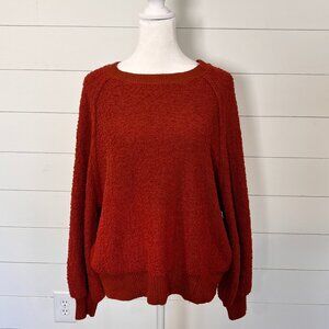Altar'd State Oversized Rust Colored Sweatshirt with Puffy Sleeve Size S/M